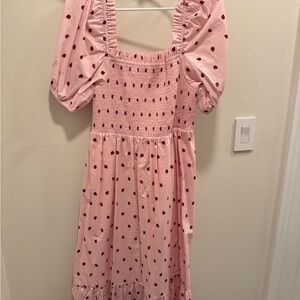 Kate Spade Pink Ladybug Smocked Puff Sleeve Dress